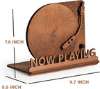 BS-VOG Now Playing Vinyl Record Stand, Tabletop Wooden Record Holder, Now Spinning Vinyl Stand Storage for Albums Magazine, Vintage Album Display Organizer Rack for LP Enthusiast