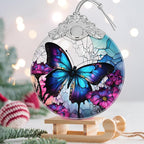 Stained Glass Suncatcher Ornament - Butterfly Christmas Decorations - Christmas Ornaments for Tree - Holiday Present Ideas - Gift Exchange