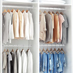 STORAGE MANIAC Hanging Closet Rod, Adjustable Width and Height Closet Hanging Organizer, Space-Saving Clothes Hanging Bar, Closet Extender Hanging Rod Double Closet Hanging Rod, 2 Pack Chrome