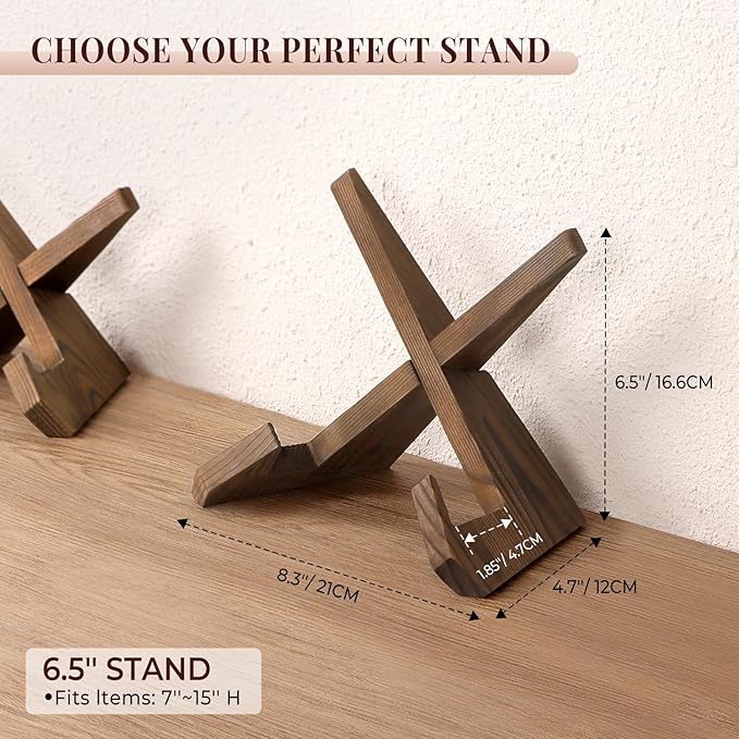 ANBOXIT Plate Stand for Display - 3 Pack 6.5 Inch Plate Holder Display Stand, Wooden Picture Frame Stand, Decorative Table Top Easels for Display