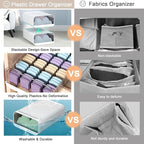 Underwear Organizer Drawer, 12 Cells Plastic Sock Underwear Storage Drawer, Stackable Closet Organizers and Storage Box for Bras, Socks, Scarves, Ties, Belt (King Size-White, 1 Pcs)