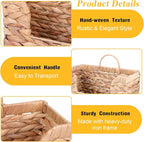 Woven Hanging Magazine Holder Water Hyacinth Magazine Basket Wall Mounted Woven Mail Organizer Wicker Storage Box with Handle Newspaper Rack Decorative for Home Office