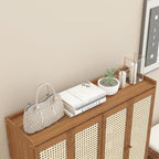Upgraded Shoe Storage Cabinet,39 Pairs Rattan Shoe Cabinet Storage,8 Tier 45" Tall Large Shoe Cabinet,Boho Farmhouse Cabinet with Doors for Hallway Living Room Closet(47.2" W 8 Tier)