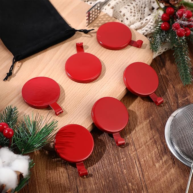 Jetec 6 Pcs Magnet Hooks Magnetic Wreath Hanger Wreath Holder for Fridge Refrigerator Metal Door Glass Door Surfaces Keys Kitchen Home Christmas Party Hanging Supplies Decoration(Festive Red,2.7 Inch)