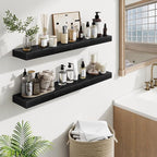 Fun Memories Floating Shelves for Room Wall, 36 Inch Long Shelf Set of 2， Hanging Wood Shelves for Storage & Display, Black