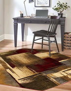 Unique Loom Barista Collection Area Rug - Timor (7' 1" Octagon, Multi/Red)