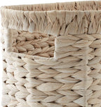 Casafield Woven Magazine Holder with Handles, Whitewash - Water Hyacinth Storage Basket for Bathroom, Living Room, Home Office