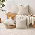 MIULEE Pack of 4 Couch Throw Pillow Covers 18x18 Inch Cream Soft Decorative Chenille Pillow Covers Farmhouse Accent Cushion Covers for Boho Spring Home Decor Sofa Bedroom Living Room