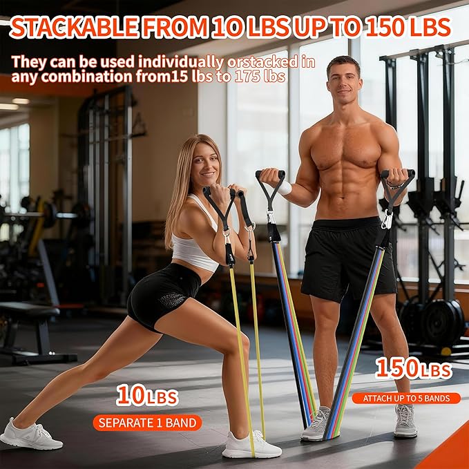 Resistance Bands, Exercise Bands Set for Working Out, Resistance Bands with Handles, Home Gym Workout Bands, Fitness Equipment for Men and Women Strength Training