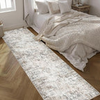 Washable Area Rug 3x14 Entryway Rug: Washable Modern Abstract Soft Thin Rug Indoor Floor No Slip Stain Resistant Carpet for Bedroom Dining Room Farmhouse Nursery Home Office - Brown Grey