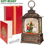 Christmas Snow Globes Lantern with The Nutcracker Music, Nutcracker Snow Globe with Swirling Glitter Effects, USB/Battery Powered with 6-Hour Timer, Christmas Decorations