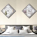 Wocred 2 PCS Square Wall Mirror,Gorgeous Rustic Farmhouse Accent Mirror,Barn Wood Color Entry Mirror for Bathroom Renovation,Bedrooms,Living Rooms and More(20”x20”)