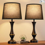 Seealle Upgraded Touch Lamps for Night Stands Set of 2 - Bedside Lamps with USB C+A, 3 Way Dimmable for Bedroom Living Room End Tables Office (Black)
