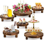 6PCS Wooden Risers for Display Wood Cake Stand for Party Round Food Risers for Buffet Wooden Holder Rustic Riser for Decor Tiered Tray Decor Home Kitchen (Rustic, 6 PCS (8”, 6”, 5”))