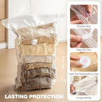 8 Pack Vacuum Storage Bags Jumbo, Vacuum Seal Bags for Clothing, 1 Jumbo+2 Large+2 Medium+3 Small, 80% Space Saver Bags for Clothes, Pillows, Comforters, Blankets,Home Travel Essentials(8 Combo)