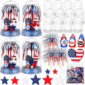 Sotiff 12 Sets 4th of July Themed Snow Globe Craft 250th Anniversary Party Supplies Firework Picks Mini Gnome Ornaments Stars Patriotic Heart Anniversary Party for Classroom Activities