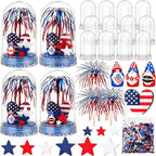 Sotiff 12 Sets 4th of July Themed Snow Globe Craft 250th Anniversary Party Supplies Firework Picks Mini Gnome Ornaments Stars Patriotic Heart Anniversary Party for Classroom Activities