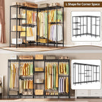 Heavy Duty Garment Rack Clothes Rack,Large Metal Closet Organizer System Storage Wardrobe,Freestanding Clothing Rack with Adjustable Wire Shelves& Hang Rods,MaxLoad 1100lbs