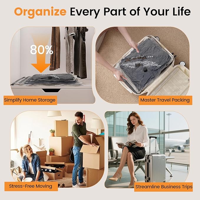 Vacuum Storage Bags Rechargeable Wireless Pump - 15 Pack Travel Storage Bags，Travel & Home Organizer Set, Multi-Size Space-Saving Bags, Perfect for Closet Luggage Bedding Clothing Storage