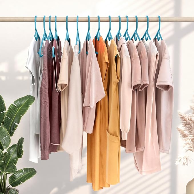 NEATERIZE Thick Heavy Duty Hangers - Blue Plastic Clothes Hangers 24 Pack - Great for Coat Hanger, Jackets Jeans & Suit Hanger for Closet - New Apartment Essentials Percheros Ganchos para Colgar Ropa