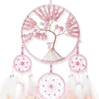 Large Pink Dream Catchers,Crystal Tree of Life Dreamcatcher,Perfect Pink Crystal Handmade Dreamlike Dream Catchers for Girls Bedroom Decor Art Craft Gift (Pink)