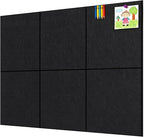 xydstay Felt Bulletin Board, Large Cork Board 36"x 24", 6 Pack Felt Wall Tiles with 35 Pcs Pushpins, Pin Boards for Office, Home & Classroom