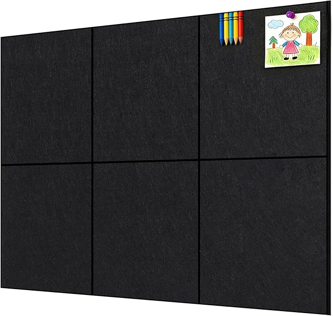 xydstay Felt Bulletin Board, Large Cork Board 36"x 24", 6 Pack Felt Wall Tiles with 35 Pcs Pushpins, Pin Boards for Office, Home & Classroom