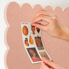 Lightomorrow Scalloped Bulletin Board, 24 x 18 Inches Felt Pin Board - Decorative Cork Alternative for Wall, Foldable Picture Self-Adhesive Vision Prayer Board with 20 Pushpins - Mauvey Pink