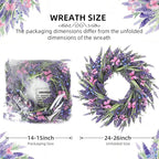 Lavender Wreaths for Front Door 24 Inch Spring Summer Wreath with Lavender,Berries, Butterflies,for Year-Round Use Indoors and Outdoors as Wall, Door, Window, Party and Wedding Decorations