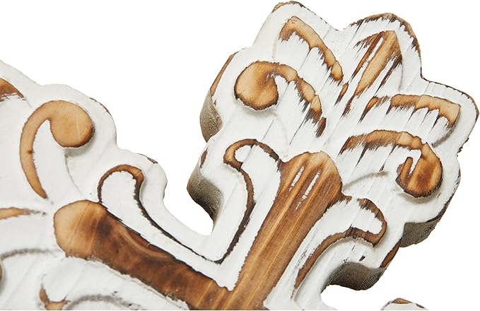 SOFE Decorative Wall Crosses for Home Decor, White Wash Wood Cross for Wall Decor, Rustic Cross to Hang on Wall, Wall Art Hand Carving Unique Pattern, Easter Religious Gifts