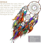 Large Dream Catchers, Handmade Woven Colorful Dream Catcher Wall Hanging, with Tree of Life Natural Healing Crystal Stone for Bedroom Wedding Party Decor, Festival Blessing Gift (Colorful)