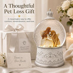 Dog Memorial Gifts for Loss of Dog Sympathy Gift, Snow Globe with Auto Swirling Glitter & 6H Timer, Battery or USB Powered, Dog Passing Away Gifts for Home Decor