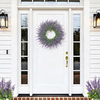 Summer Spring Wreaths for Front Door Artificial Lavender Wreath All Seasons Purple Lavender, Wreaths for Outdoor Indoor Wall Home Farmhouse Window Wedding Festival Decor