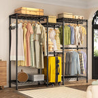 Heavy Duty Garment Rack Clothes Rack,Large Metal Closet Organizer System Storage Wardrobe,Freestanding Clothing Rack Black 15.75" D x 77.5" W x 77" H