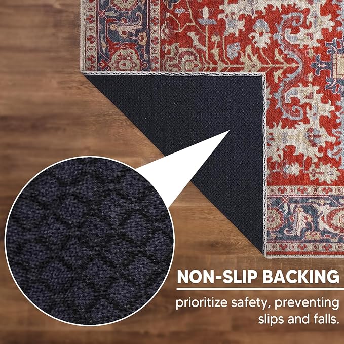 Keen Home Design 2x3 Rug - Machine Washable Entry Rug with Non-Slip Backing, Ideal for Enteryway, Kitchen, Bathroom, Laundry Room - Vintage, Easy Clean, Durable, Low Pile Rug - (2' x 3')