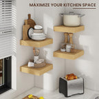 Venusmiles Square Floating Shelves for Wall, 12" W x 12" D x 2" H, 2 Pack of Small Wall Mounted Engineered Wood Shelves with Invisible Brackets for Living Room, Bedroom, Bathroom, Kitchen Decor, Oak
