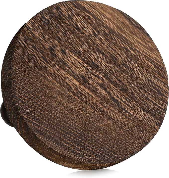 Romadedi Farmhouse Wood Riser for Display- 4 pcs Rustic Decor Mini Wooden Pedestal Decorative Round Tray for Home Table Bathroom Counter Shelf Kitchen, Brown