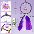 Mini Dream Catchers - Cute Kitten with Turkey Feather, Pastel Purple Flannel, Handmade Small Dreamcatcher for Bedroom, A Dream Catcher for Girls, Dream Catchers for Boys, Dream Catcher Wall Decor