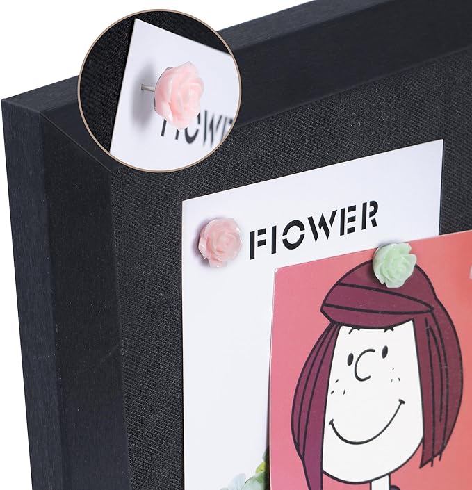 AKTOP 2-Pack Black Cork Board with Linen 16.7" X 11", Small Framed Bulletin Board for Wall, Hanging Pin Board Picture Board for Home Office Decor, Cute Vision Board with 25 Pushpins