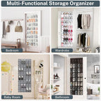 40-Pocket Over the Door Shoe Organizer - Large Mesh Pocket Hanging Shoe Organizer,Behind the Door Shoes Storage Holder Hanger (Coffee color)