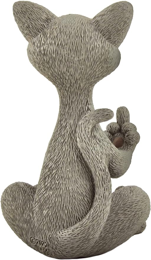 Catitude Whimsical Cat Raising Middle Finger Figurine - Hilarious Get Ready for Laughs - Stress Relief - Gifts for Cat Lovers,