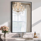 TRAHOME Bathroom Vanity Mirror for Wall, 20" x 30" Metal Framed Rectangular Bathroom Wall Mirror for Over Sink, HD Shatterproof Glass, Hangs Horizontally or Vertically(Black)