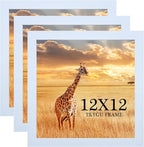 12x12 Picture Frame Set of 3, white Wooden Frame 12by12 Square Wall Gallery Poster Photo frame with Durable Shatter Resistant Plexiglass for Wall Hanging best gift