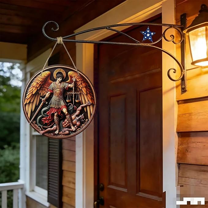 St. Michael San Miguel Arcangel Wall Pediments Home Decor Door Sign Plaques Hanging Pendant Decorations Batter Guard Angel Christian Religious Ornaments (N)