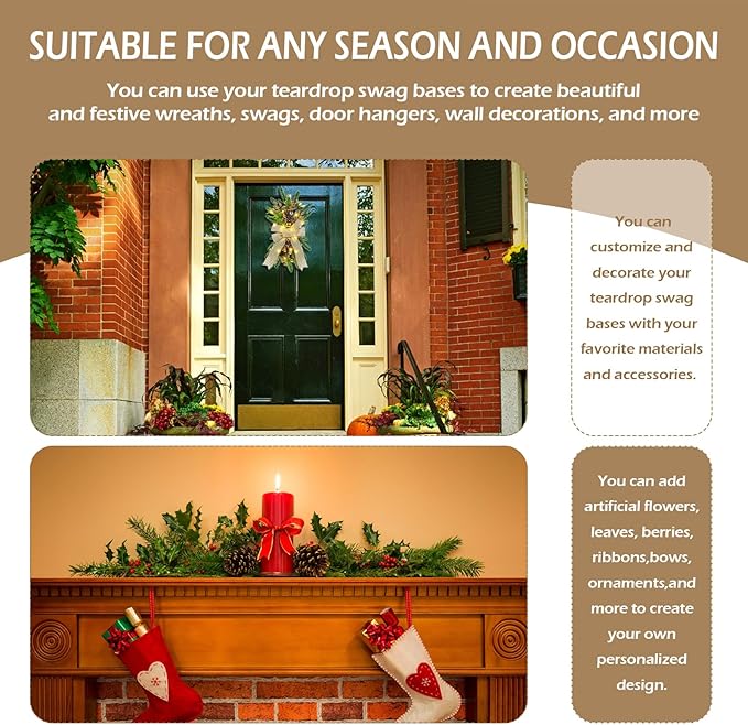 Natural Grapevine Swag Base - DIY Crafts Decorative Swag Wreath Making Supplies for Holiday Party Decor - 6 Pack