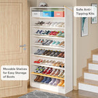 Tribesigns Shoe Cabinet, 9 Tiers 40-45 Pairs Heavy Duty Wood Freestanding Shoe Storage Cabinet, 70.8'' Tall Shoe Cabinet with Open Storage for Entryway, White