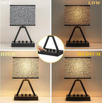 Briever Touch Control Table Lamp, 3-Way Dimmable Desk Lamp with USB C & A and AC Outlet, Bedside Lamp with Phone Stands for Bedroom, Living Room, Office, LED Bulb Included, Black Shade