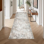 Washable Area Rug 3x10 Entryway Rug: Washable Modern Abstract Soft Thin Rug Indoor Floor No Slip Carpet for Bedroom Dining Room Farmhouse Nursery Home Office - Brown Grey