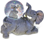 COTA Global Elephant Snow Globe Decor - Elegant Pink Sparkle Glitter Inside, Elephant Figurine, Collectible Ornament for Birthday, Christmas - 45 mm