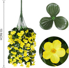 Artificial Faux Hanging Plants Flowers for Outdoor Spring Summer Decor, 2 PCS Fake Silk Yellow Daisy Long Vines Orchid UV Resistant Realistic Mums for Outside Home Porch Patio Balcony Planter